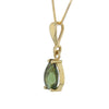 Pearshape Moldavite Pendant Necklace in 14K Gold v2