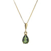 Pearshape Moldavite Pendant Necklace in 14K Gold v2