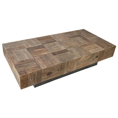 Powell 59" Elm Wood Coffee Table with Metal Base