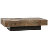 Powell 59" Elm Wood Coffee Table with Metal Base