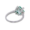 Diagonal Princess Cut Ocean Green Spinel & 4 Signity CZs Sterling Silver Ring Size 6