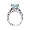 Princess Cut Ocean Green Spinel & 14 CZ Sterling Silver Ring Size 7