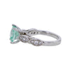 Princess Cut Ocean Green Spinel & 14 CZ Sterling Silver Ring Size 7