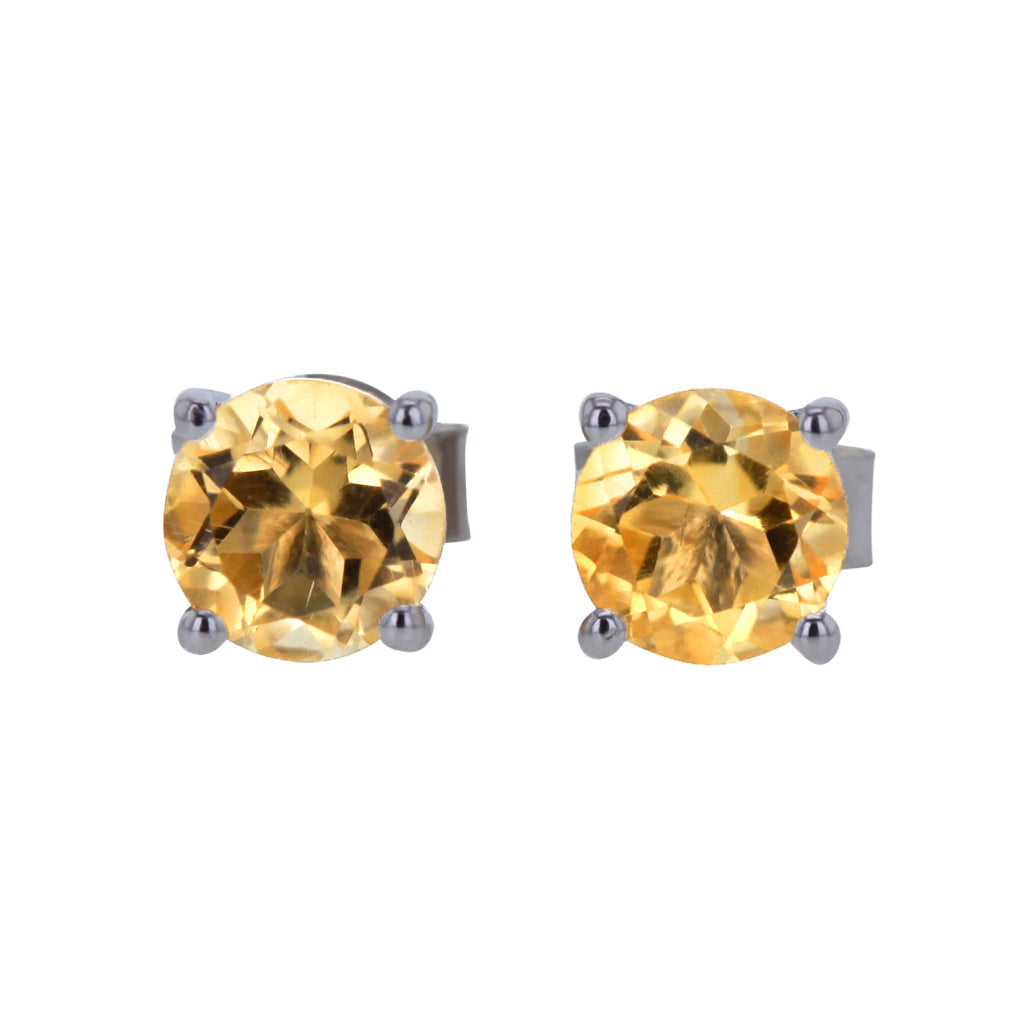 Simple Citrine Stud Earrings in Sterling Silver