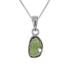 Live Edge Raw Moldavite Pendant Necklace in Sterling Silver v1