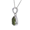 Live Edge Raw Moldavite Pendant Necklace in Sterling Silver v1