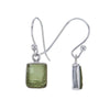 Raw Moldavite Slab Sterling Silver Earrings