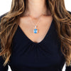 Emerald Cut Blue Topaz Crystal Pendant Necklace
