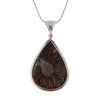 Pear Shaped Ammonite With Inlaid Turquoise in a Sterling Silver Setting