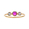 Brilliant Faceted Ruby & Diamonds Ring 14K Gold Size 7