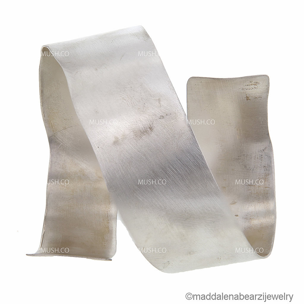 Spiral Ribbon Italian Designer Sterling Silver Cuff in Satin Finish