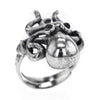 Baby Octopus Sculpted Sterling Silver Ring with Black Onyx Eyes
