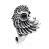 Wise Owl Sculpted Sterling Silver Ring with Black Onyx Eyes