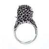 Wise Owl Sculpted Sterling Silver Ring with Black Onyx Eyes