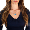 Triangular Trillion Cut Blue Topaz & Sterling Silver Pendant Necklace
