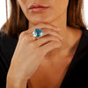 Trilliant Cut AAA Blue Topaz Sterling Silver Ring Size 11
