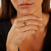 Venera Brilliant Faceted Moldavite Ring in Solid 14K Gold
