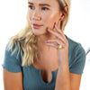 Beautiful Vintage Sculptural Brutalist Natural Pearl & Diamond Ring in 14K Solid Gold Size 5