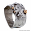 Modern Abstract Sterling Silver Ring with 14K Gold Baubles Size 7