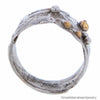 Modern Abstract Sterling Silver Ring with 14K Gold Baubles Size 7