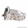 Organic Shaped Sterling Silver Ring with Serpentine Stone and 18K Gold Bauble Size 7