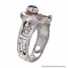 Organic Shaped Sterling Silver Ring with Serpentine Stone and 18K Gold Bauble Size 7