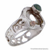 Organic Shaped Sterling Silver Ring with Serpentine Stone and 18K Gold Bauble Size 7
