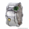 Italian Designer Sterling Silver Barrel Ring with Serpentine Stone and 18K Gold Bauble