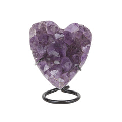 Amethyst Druse Geode Heart on Stand