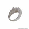 Organic Shaped Sterling Silver Ring with 18K Solid Gold Baubles Size 7