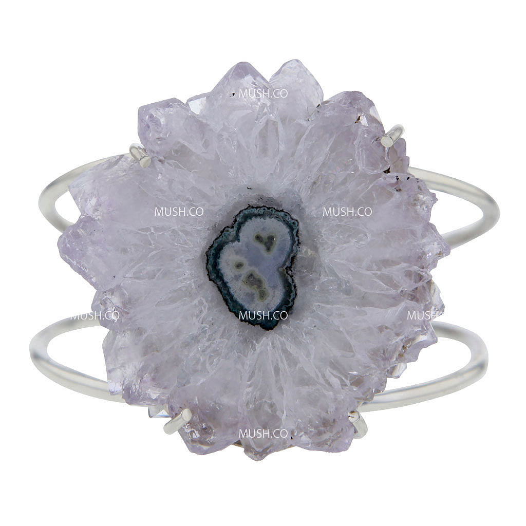Stalactite Amethyst Slice Sterling Silver Bracelet v2