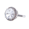 Round Cut Herkimer Diamond & Marcasite Sterling Silver Ring
