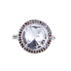 Round Cut Herkimer Diamond & Marcasite Sterling Silver Ring