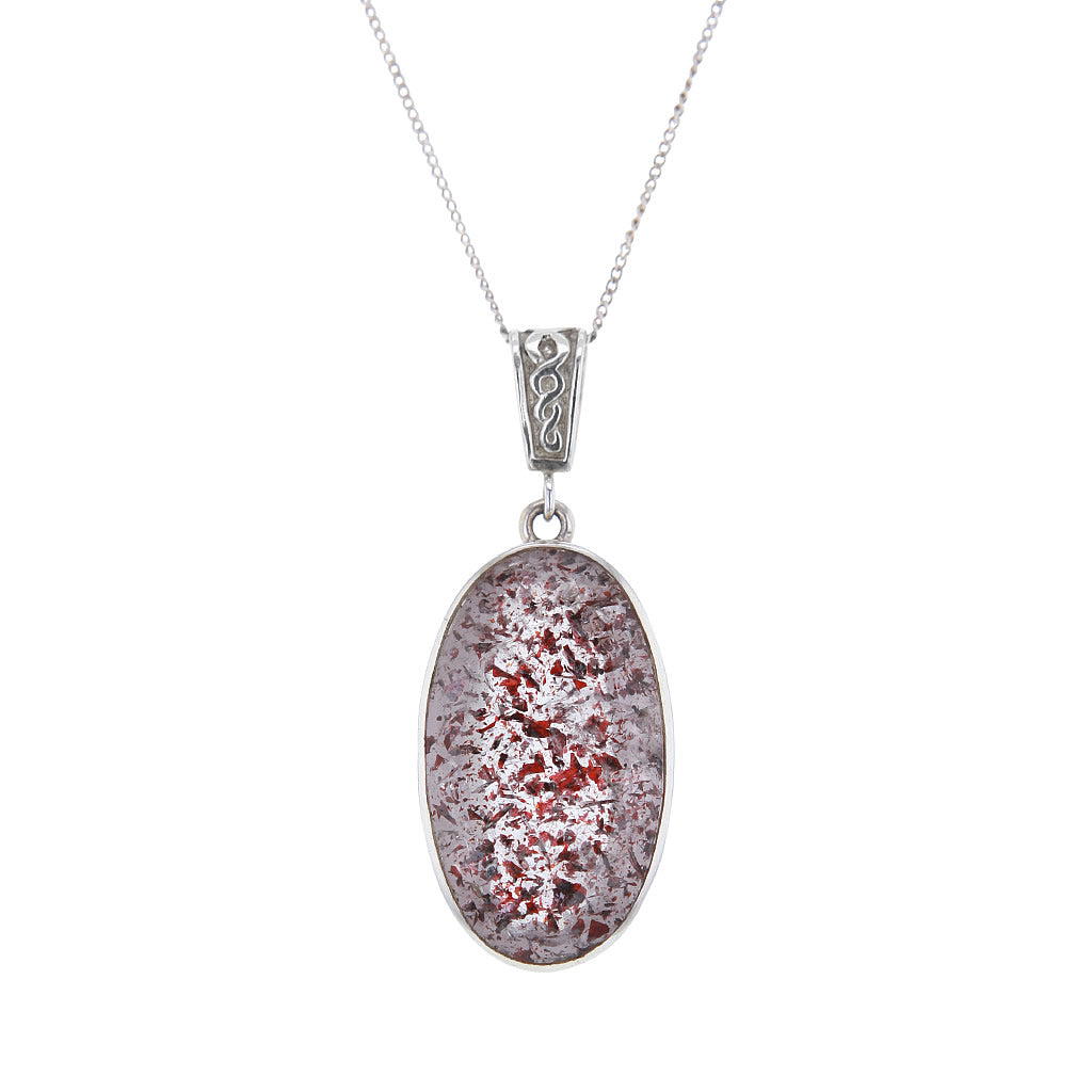 Super 7 Meloday Stone Faceted Oval Pendant in Sterling Silver