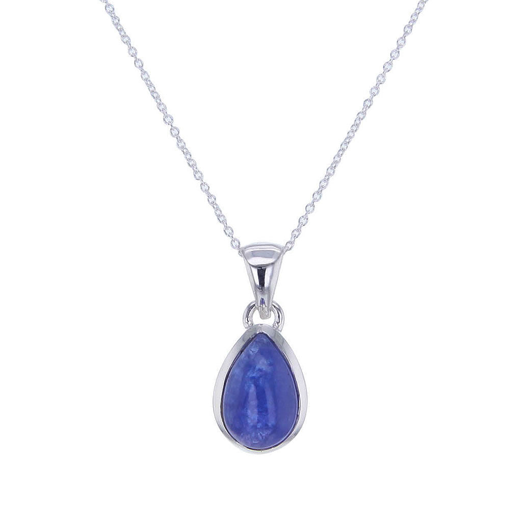 10 Carat Drop Cabochon Tanzanite Pendant Necklace