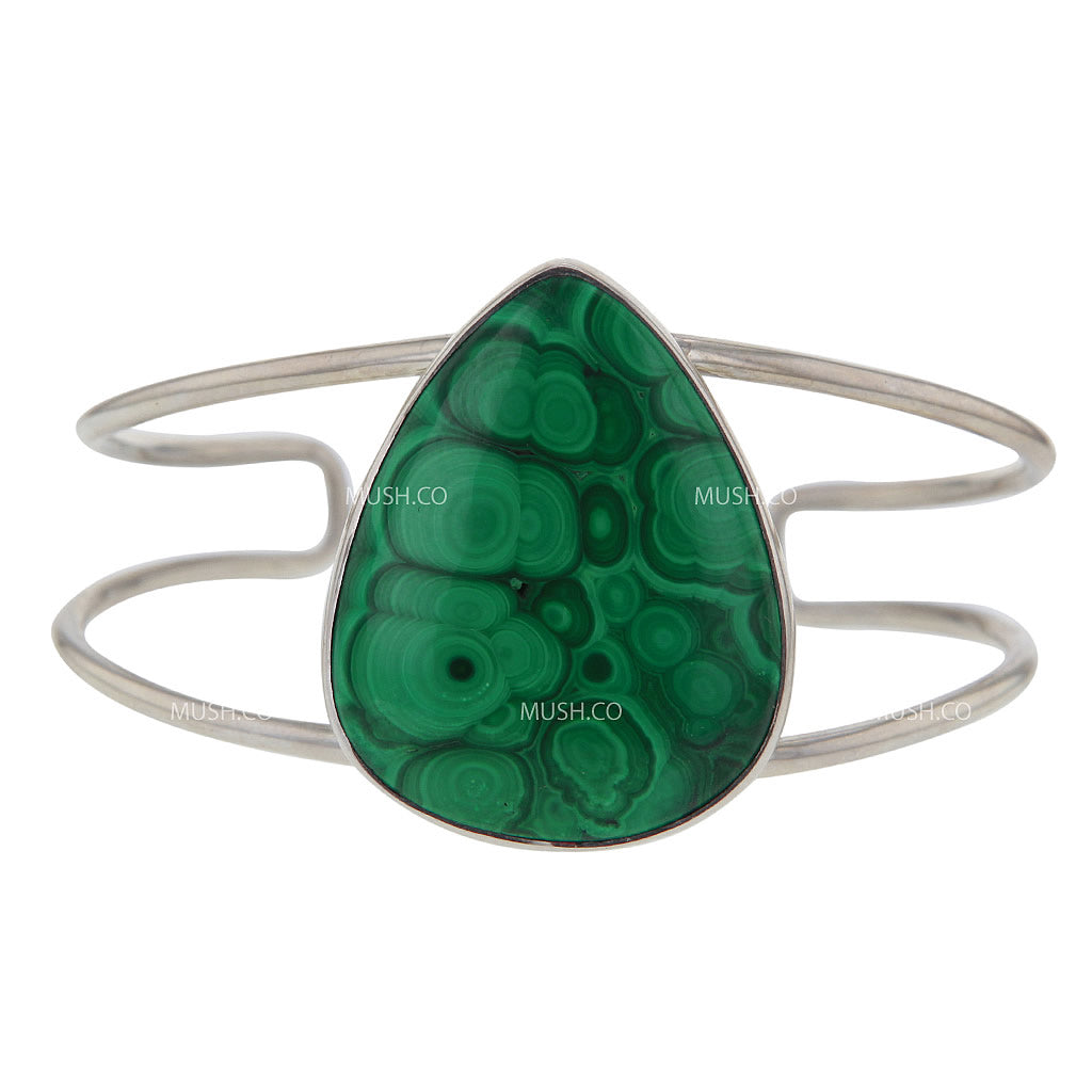 Teardrop Malachite Sterling Silver Cuff Bracelet
