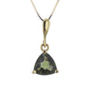 Trilliant Moldavite Pendant Necklace in 14K Gold