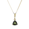 Trilliant Moldavite Pendant Necklace in 14K Gold