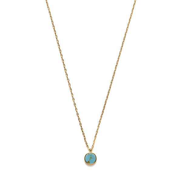 Petit Turquoise Disk Pendant Necklace
