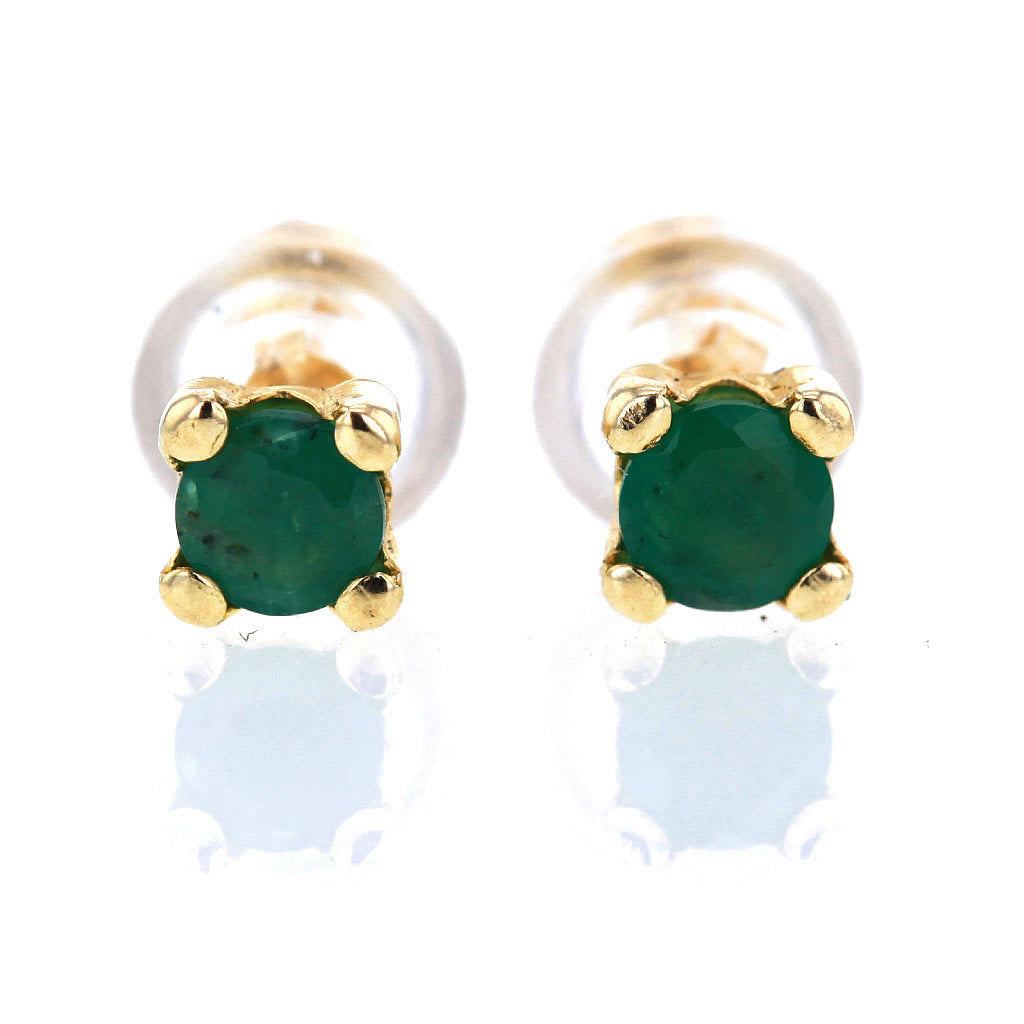 Emerald Stud Earrings in 14K Solid Gold