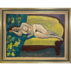 Vintage Impressionist Painting Of Sleeping Woman 1952