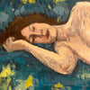 Vintage Impressionist Painting Of Sleeping Woman 1952