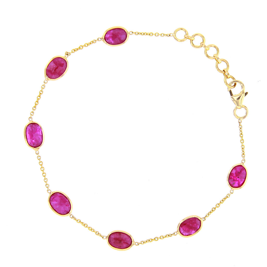 7 Ruby Link Bracelet in 18K Gold