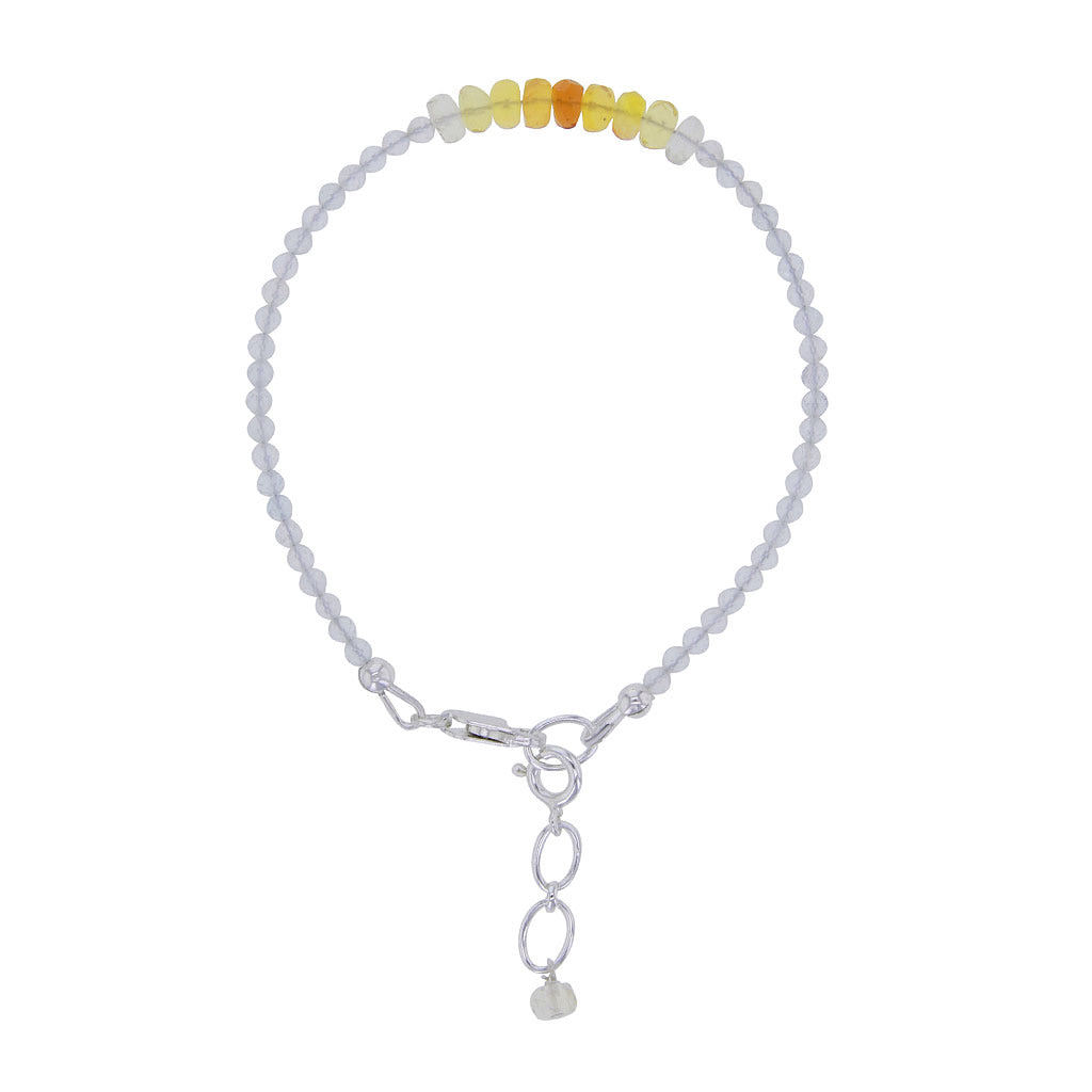 Fire Opal & White Topaz Microbead Bracelet