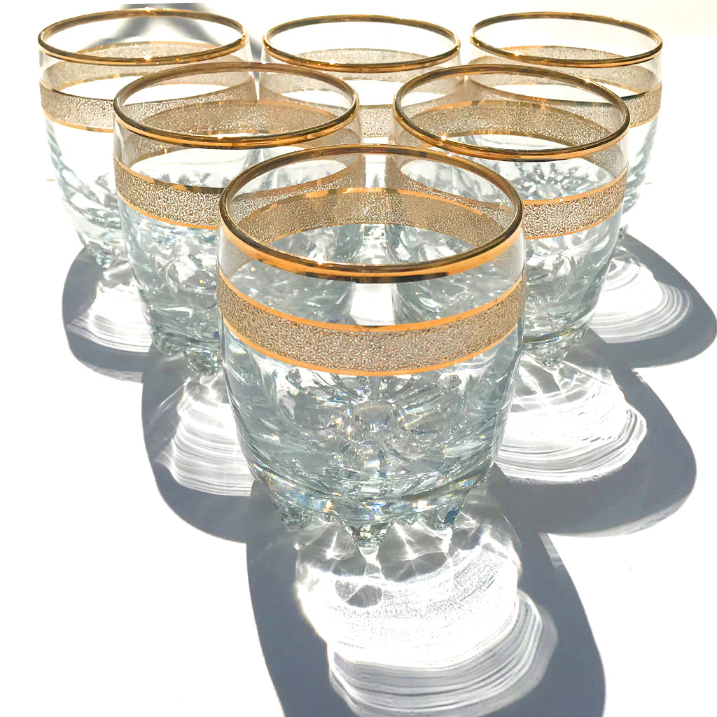 Vintage Gold Rimmed Whiskey Tumblers Set of 6