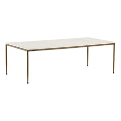 55" Marble Top & Antiqued Brass Coffee Table