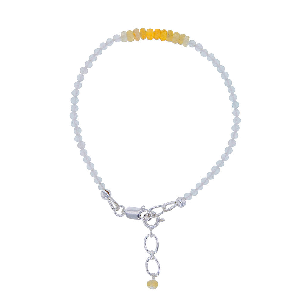 Yellow Sapphire & White Topaz Microbead Bracelet