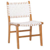 一對設計師編織皮革餐廳椅