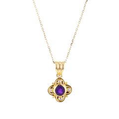 Byzantine Amethyst Pendant Necklace 14K Gold