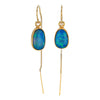 Aqua Blue Opal Threader Earrings in 14K GF